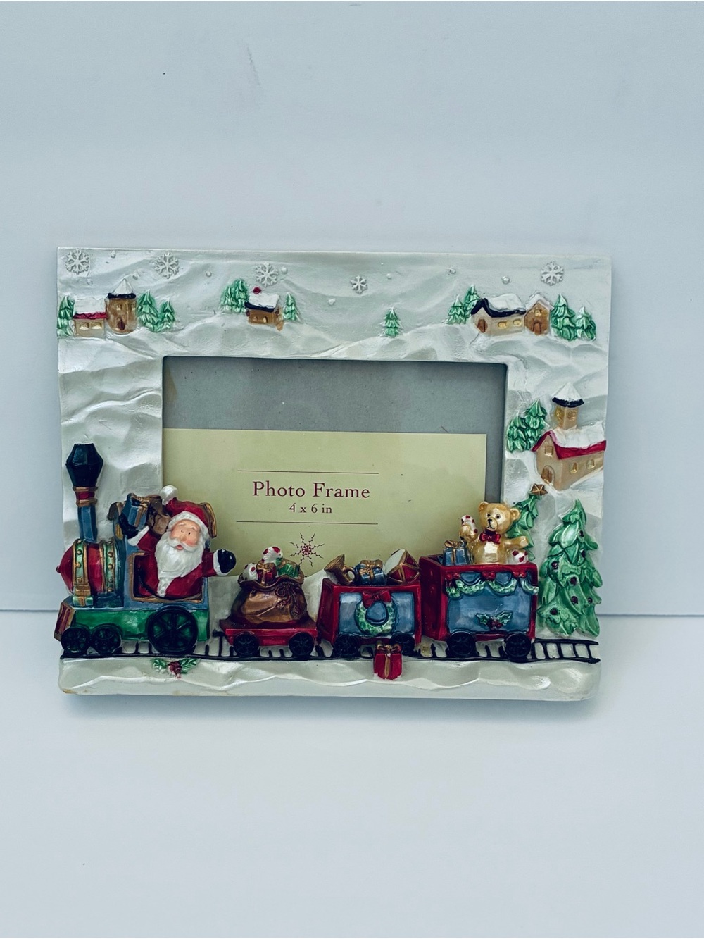 Festive Holiday 4x6 Photo Frame Christmas Santa Train